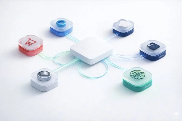 Modular ecosystem visualization showing interconnected components